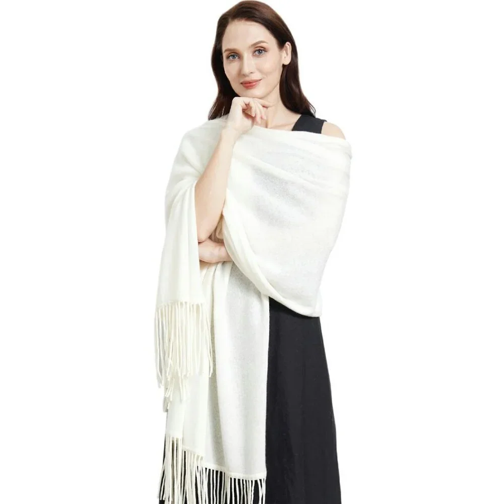 Soft Cashmere Blend Wrap Shawl with Tassels 87x28 Inches Travel Pashmina